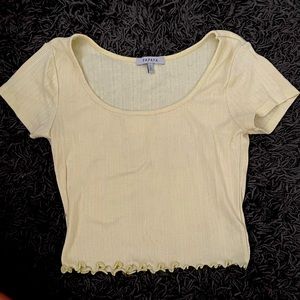 Pastel yellow crop top with bottom ruched